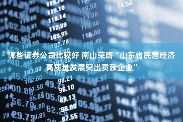 哪些证券公司比较好 南山荣膺“山东省民营经济高质量发展突出贡献企业”